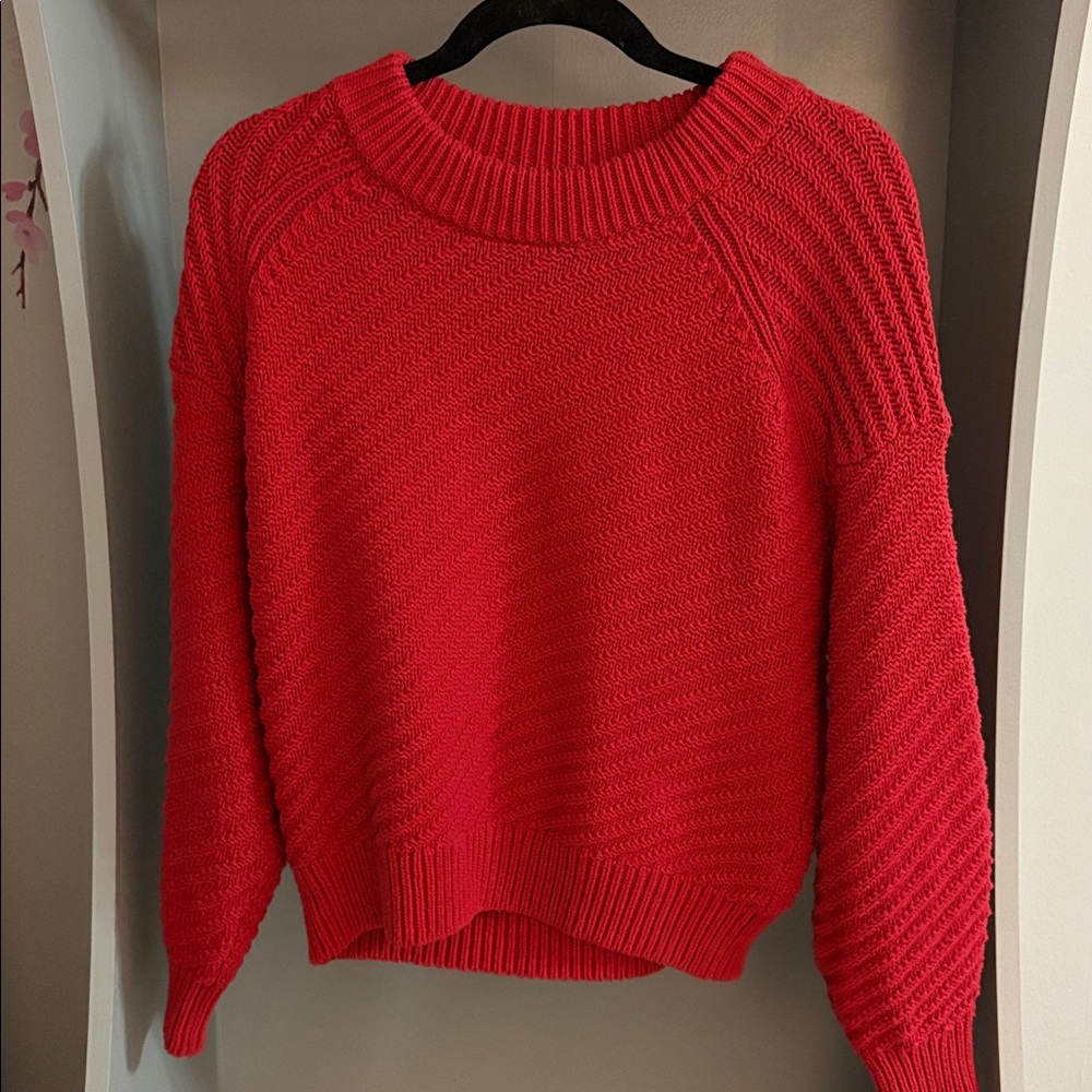 Universal Thread Women's Bright Red Textured Crewneck Sweater